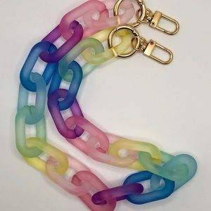 Frosted acrylic rainbow colours chunky chain link strap, gold hardware